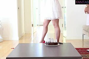 Me and stepmom shared a big coc for my birthday, clothes got ripped and wet!