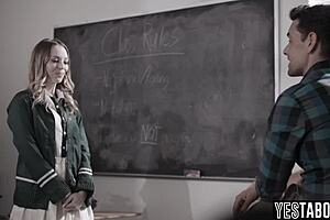 Petite blonde teen drilled by mature teacher after drama practice