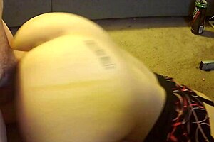 my gf gets on her knees in front of the desk for some fun