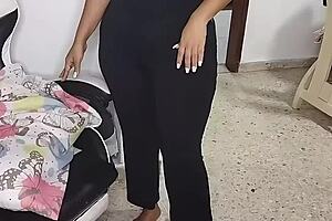 Latina whore sucks step-nephew's cock at home!