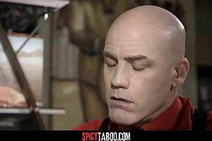 Horny principals lure a teen 18+ student into a wild threesome. Deepthroat action unfolds fast.