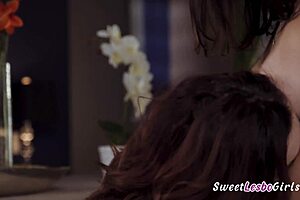 Natural busty teen redhead seduced by horny milf in wet lesbian orgasm