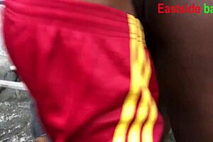 Landlord's daughter, hot ebony, got pounded outdoors