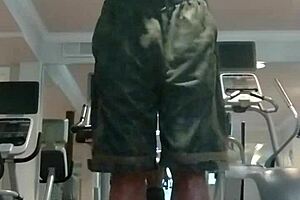 beautiful 21-year-old with brown eyes works out in dorm