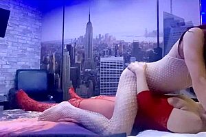 Trans Slut Gave Herself To Lesbian For Free In Hotel! Ass Pussy Anal Riding Natural Tits.