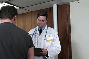 blonde milf in fishnets licks cock, doggystyle with doctor, blowjob in lingerie.