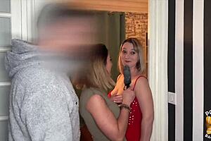 Kelly and Pam, two busty women, share a big cock