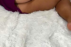 stepmom spreads her legs, flashing wet pussy while masturbating alone