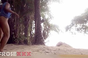 Black Girl Seduces with Teasing Moves on Beach