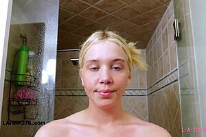 Aspiring teen model fresh from a steamy shower scene