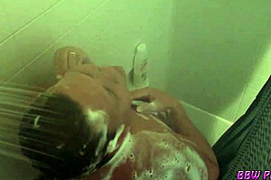 The naughty BBW housewife gets naked in front of the camera
