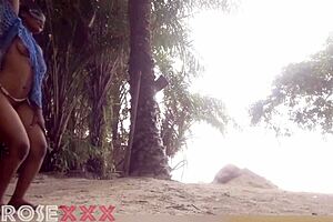 Black Girl Seduces with Teasing Moves on Beach