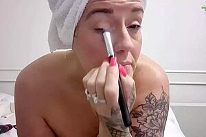 Topless make-up preparation with mature amateurs, horny slut shaved reality.