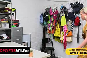 horny milf caught at shop, passed around by guard and owners