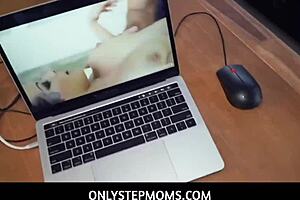 Big Tits Tattooed Stepmom Catches Stepson Johnny Masturbating During Exam Study Session.