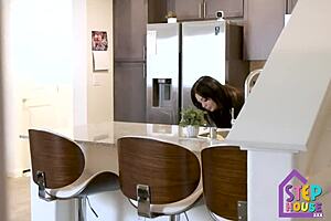 Stepmom London Rose Caught Stepson Spying in the Kitchen
