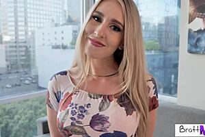 Mature stepmom Sarah Taylor walks in panties and tempts stepson.