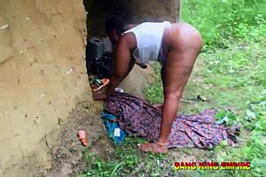 African woman finds satisfaction in outdoor encounter