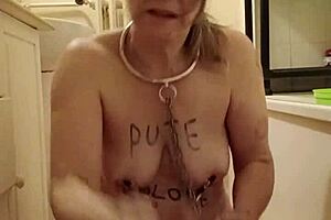 Slave pissed on and belted hard! Wow!