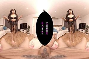 Pornbcn 4k VR - Julia De Lucia, your horny wife, catches you masturbating and fucks you with a footjob until you cum!