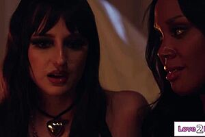 The busty MILF is trapped and can only be freed by lesbian sex