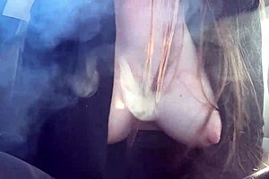 Autumn leaves crumble as big tits bounce