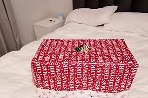 Curvy MILF seduces stepson with Christmas surprise