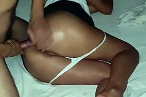 Latina wife sucks dick, rides dildo, gets pussy creampie in garage