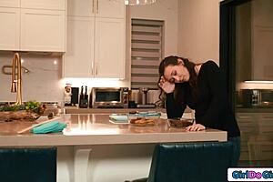 petite milf with small tits footfucks blonde neighbor's pussy hard