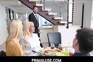 Tatiana Álvarez, the MILF, milks two lucky young guys. Double penetration fun!