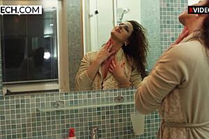 This sexy milf mom is teasing in the shower from xczech com.