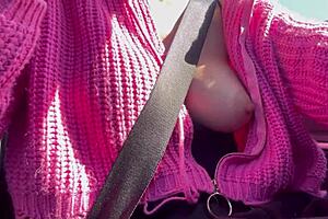italian milf artemisia love flashes her big juicy tits while driving