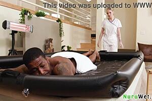 Kenzie taylor gives an amazing nuru massage to her black client