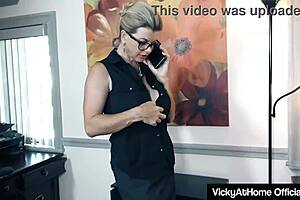 damn, vicky vette shows off her pussy to boss, so hot! 🔥