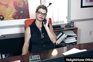 damn, vicky vette shows off her pussy to boss, so hot! 🔥