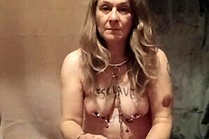 Slave girl bound and slapped outdoors