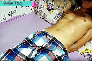 cheating wife ties up and jerks off her husband's best friend on camera