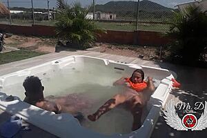 Public blowjob and doggy fuck in jacuzzi