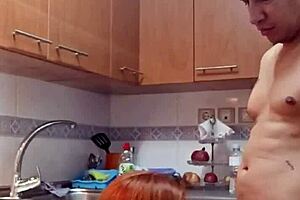 i meet my mother-in-law in the kitchen and fuck her