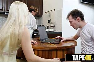 stepsis secretly sucks stepbro's dick under desk