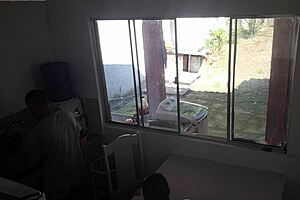 The husband with hearing issues washes dishes while his wife secretly fucks the black guy in the kitchen