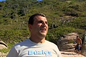 Walking the stairs, a bodybuilder with big tits deepthroats and squirts during anal rimjob. Emotional release in tattooed scene.