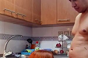 i meet my mother-in-law in the kitchen and fuck her