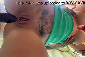 Redhead Babe Takes Monster Cock Bareback on Porch