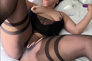 milf in stockings squirts wildly while masturbating solo with dildo 😏💦