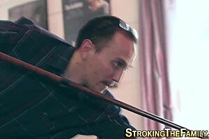 the teen stepsis practices oral with uncle's large member.