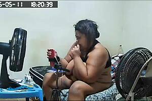 Chubby stepmom flaunts her juicy pussy to stepson, craving intense anal and costume play!