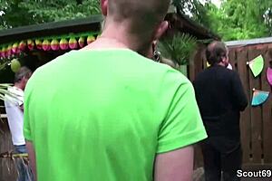 skandal - mutti interacts with jungspund at the gartenparty