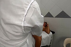 Young doctor treats his patient, a Colombian milf named Karen Sleent