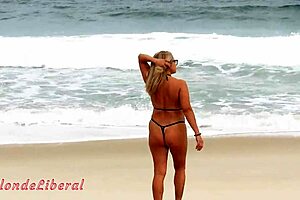 Sensual Latina Slut Teases Men in Micro Bikini on Rio Beach